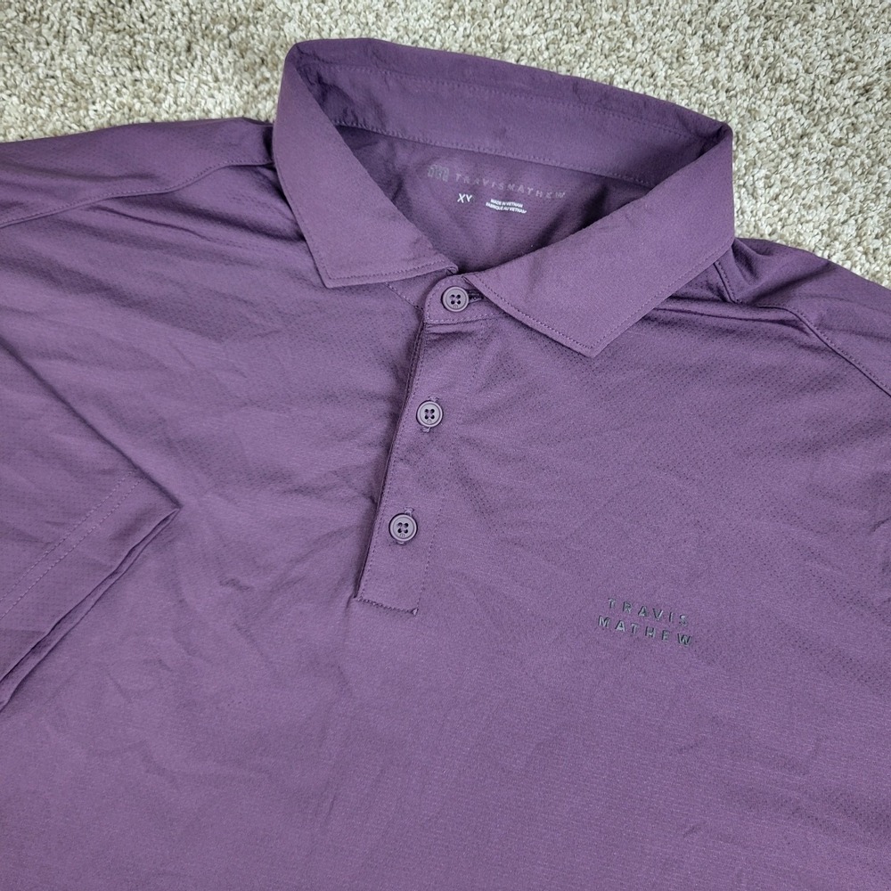 Travis Mathew Mens 2XL Solid Purple Performance Stretch Polo Short Sleeve